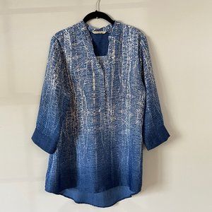Soft Surroundings Ombre Blue Tunic Blouse Size L